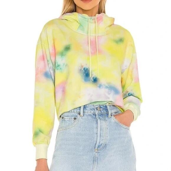 ALICE + OLIVIA Niki Tie Dye Funnel Neck Cropped Hoodie Small S - Picture 1 of 9
